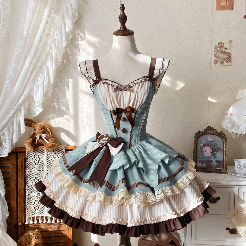 [pre-order] Mint Chocolate Lolita Tutu Sweet Dress + Ribbon Headband