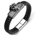 Glamour Leather Skull Bracelet With Magnet Clasp / Punk Rock Style Accessories