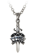 Gothic Dagger Necklace With Black Enamel Detail