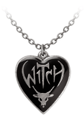Gothic Heart Witch Pendant With Reversible Pewter Design