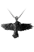 Gothic Raven Pendant With Polished Bail Chain