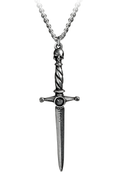 Gothic Skull Dagger Pendant With Black Gemstone