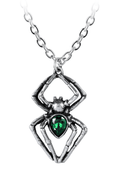 Gothic Spider Pendant With Emerald Green Gemstone