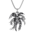Gothic Winged Angel Pendant Necklace / Stainless Steel Punk Biker Accessories