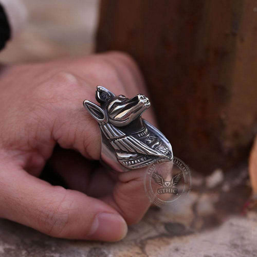 Anubis Sterling Silver Egyptian Mythology Ring