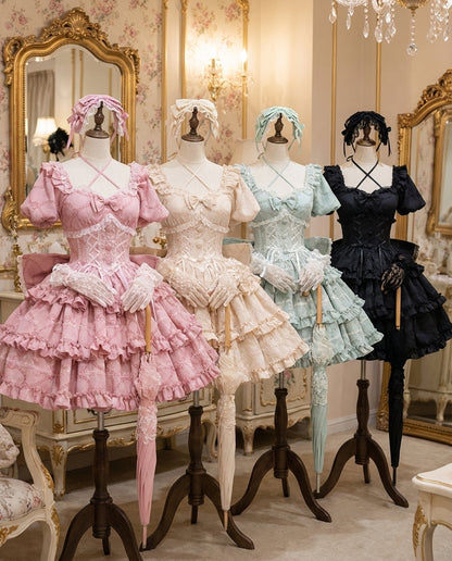 Puff Rose Princess Ribbon Tail Lolita Dress