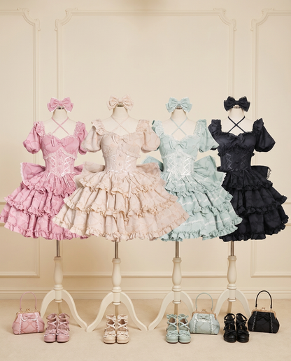 Puff Rose Princess Ribbon Tail Lolita Dress
