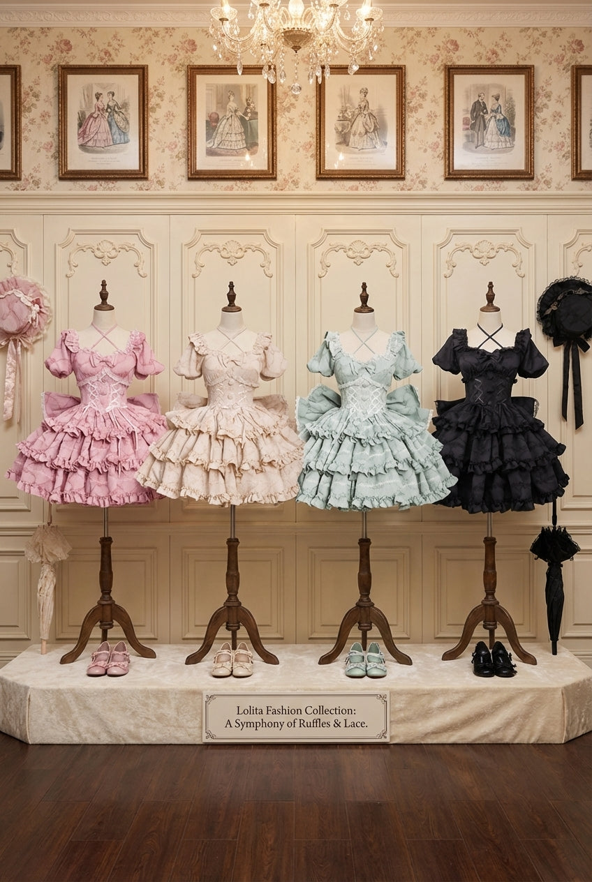 Puff Rose Princess Ribbon Tail Lolita Dress