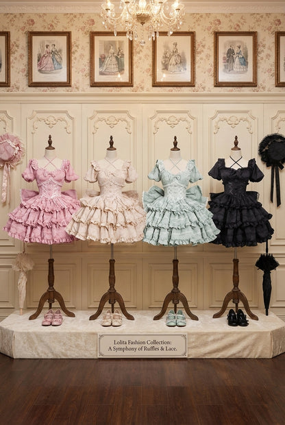 Puff Rose Princess Ribbon Tail Lolita Dress