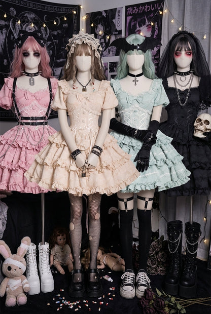 Puff Rose Princess Ribbon Tail Lolita Dress