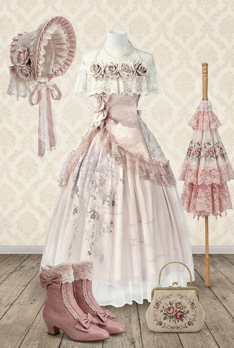Sweet Pink Rose Lolita Set