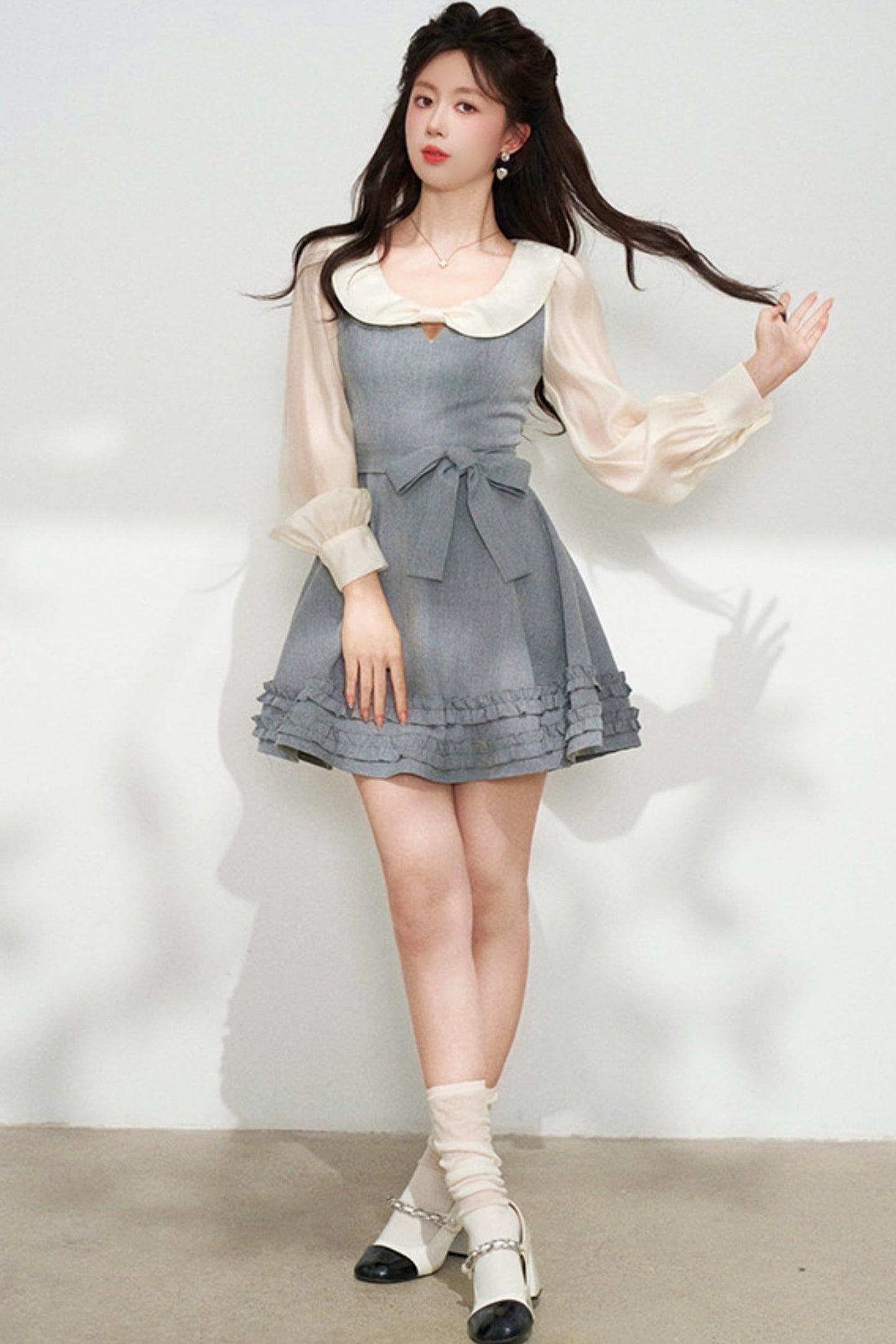 Faux Two Piece Grey Dress
