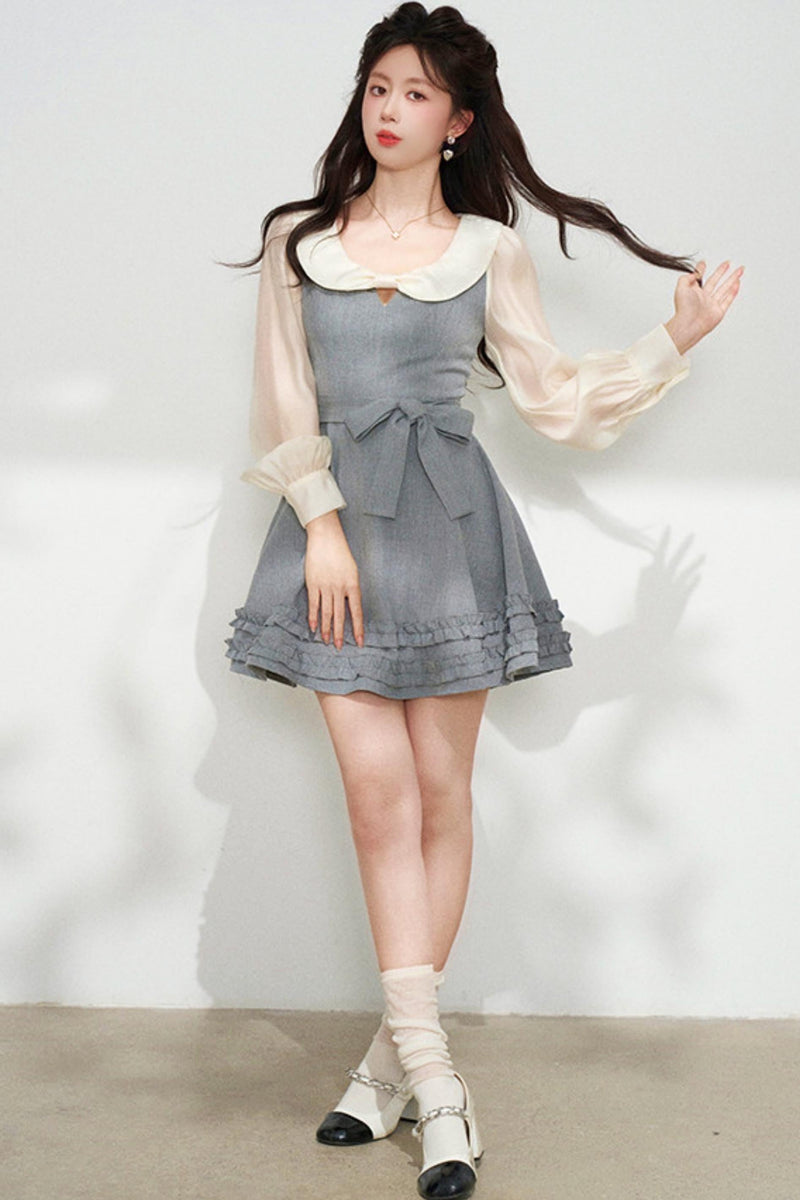 Faux Two Piece Grey Dress