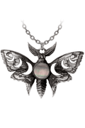 Lunar Moth Necklace With Moon Phase and Mother of Pearl
