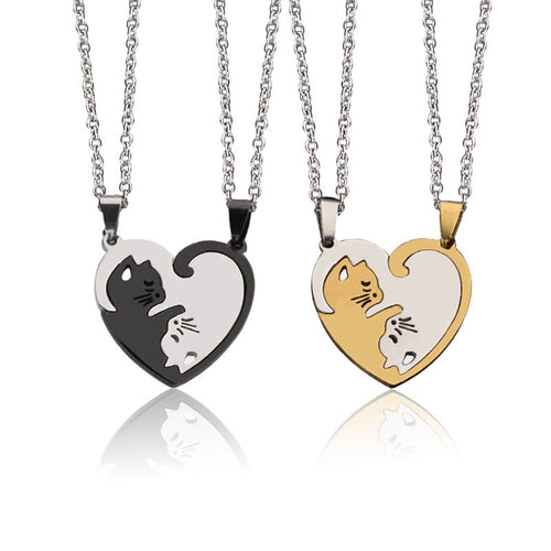Cat Couple Necklaces for Feline-loving.