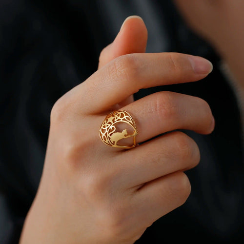 Cat Crescent Celtic Ring