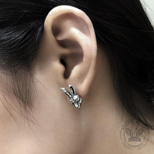 Anti Cross Hare Sterling Silver Ear Stud