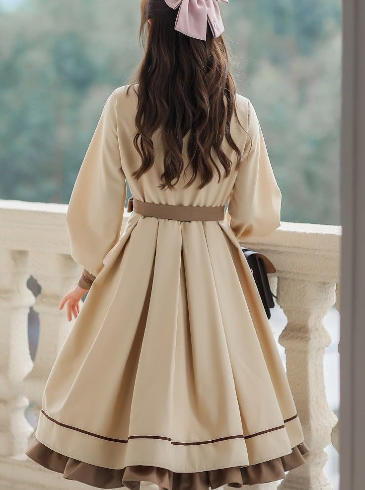 Cape Coat + Emblem Military Dress With Necktie