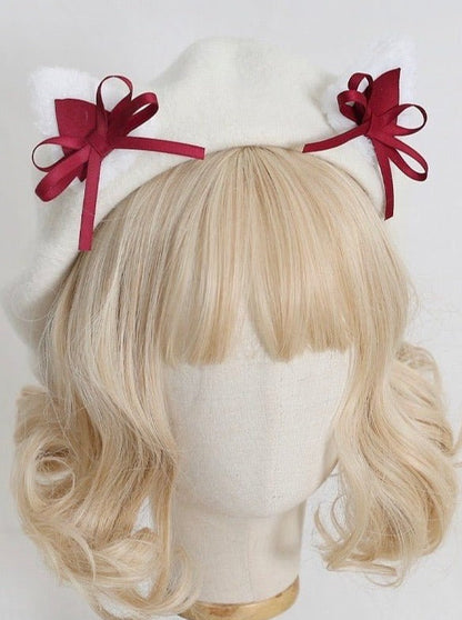 Cat Ears Bow Beret