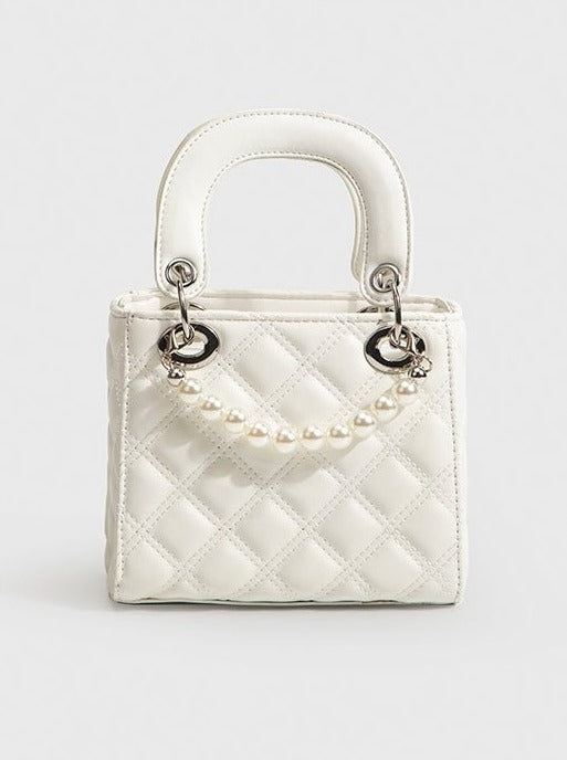 Pearl Strap Quilting Shoulder Bag