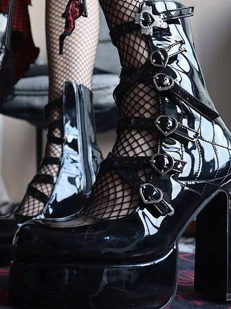 Cross Heart Strap Super Platform Boots