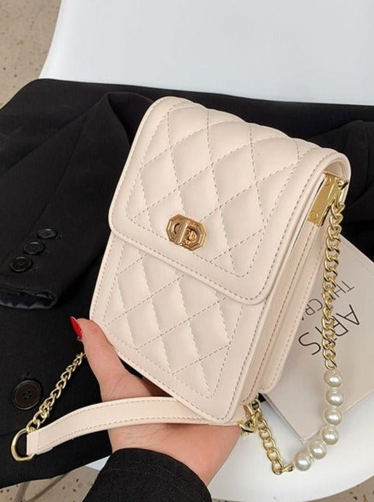Pearl Chain Flap Bag