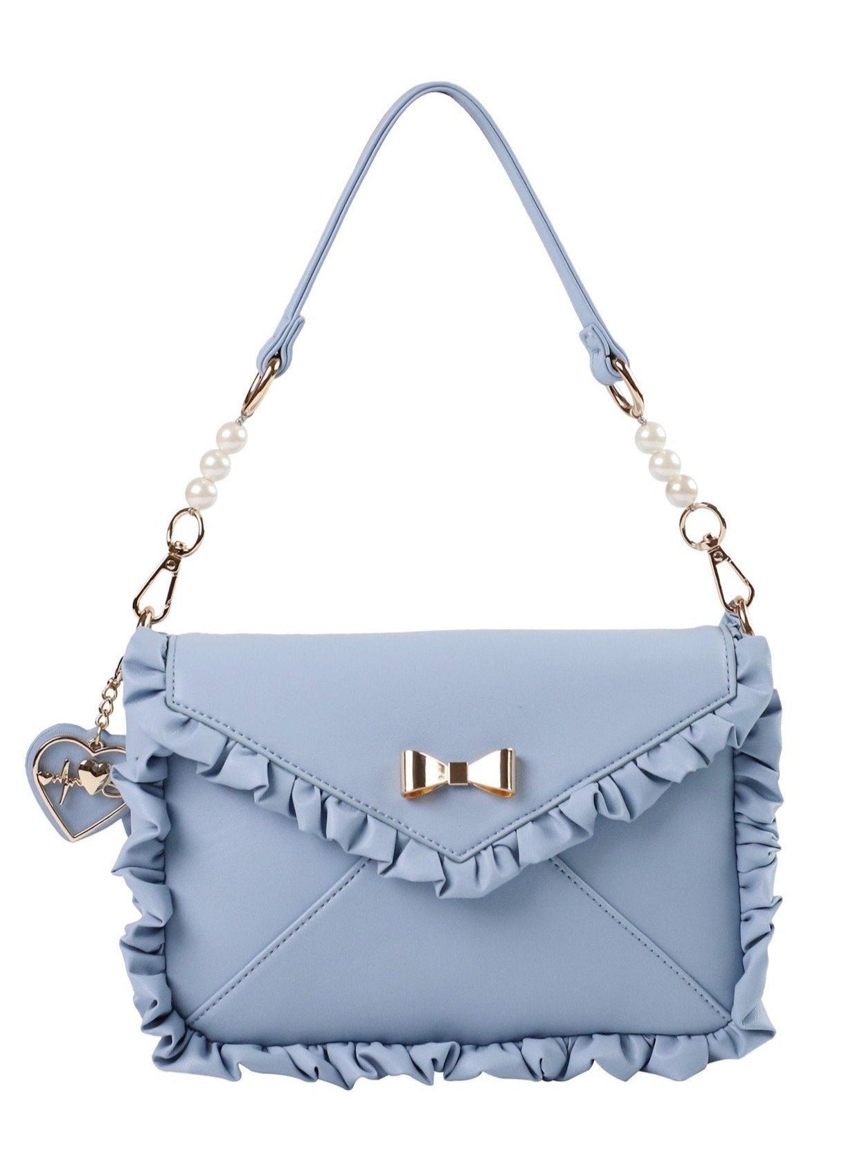 Bag With Heart Strap and Bow Ruffle