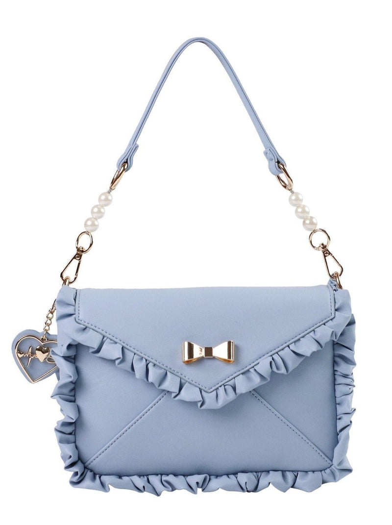Bag With Heart Strap and Bow Ruffle