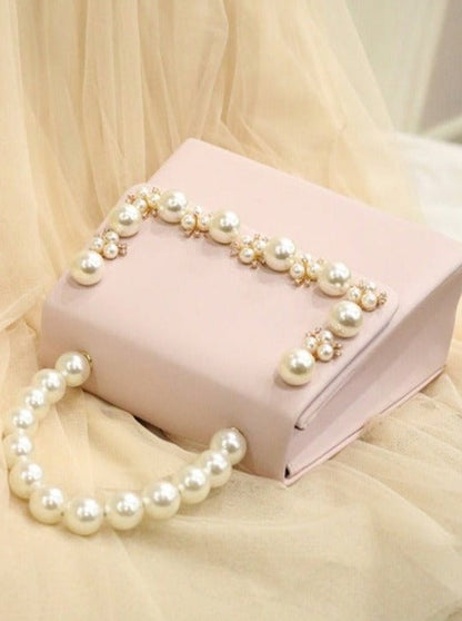 Pearl Deco Flap Bag With Chain Strap