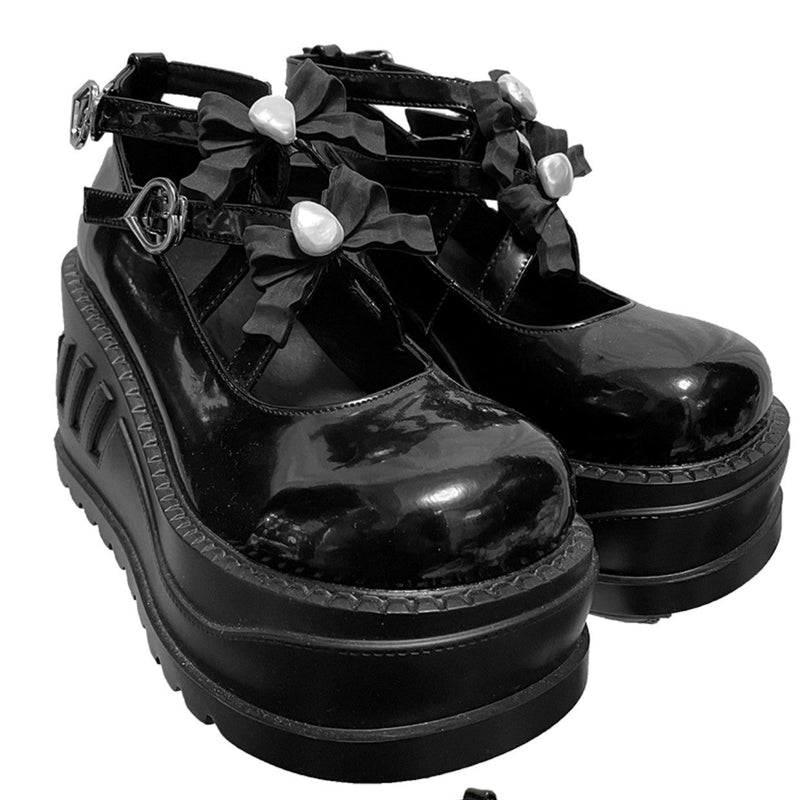 Cross Bow Strap Wedge Sole Shoes