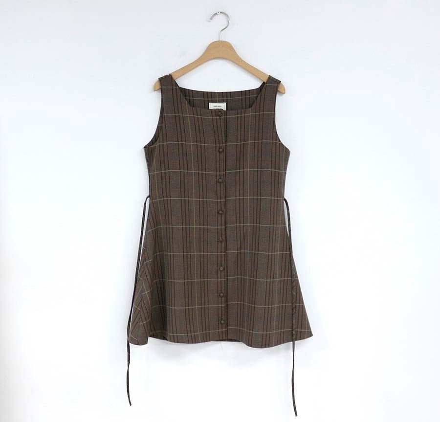 Plaid Retro Jumper Skirt With Square Neckline