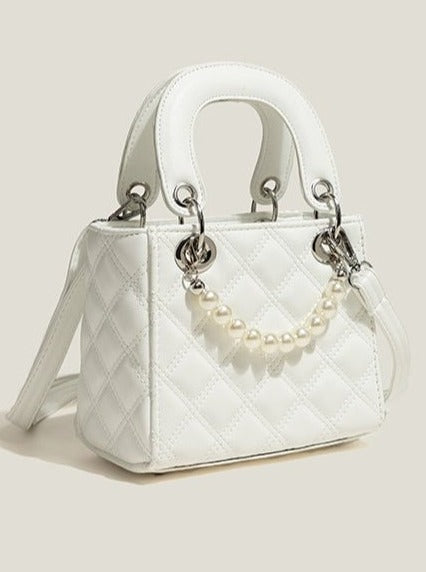 Pearl Strap Quilting Shoulder Bag