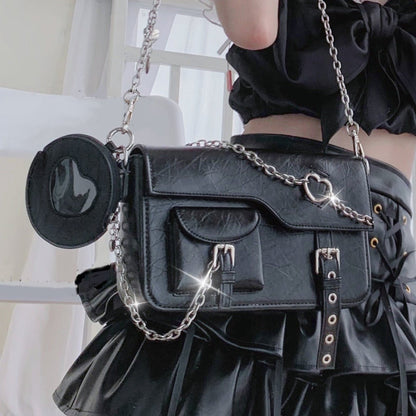 Clear Heart Case With Insert Pocket and Chain Strap Bag