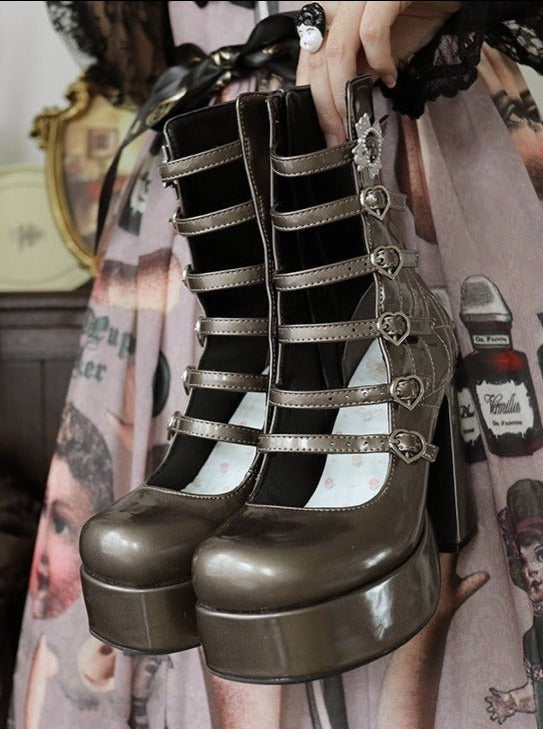 Cross Heart Strap Super Platform Boots