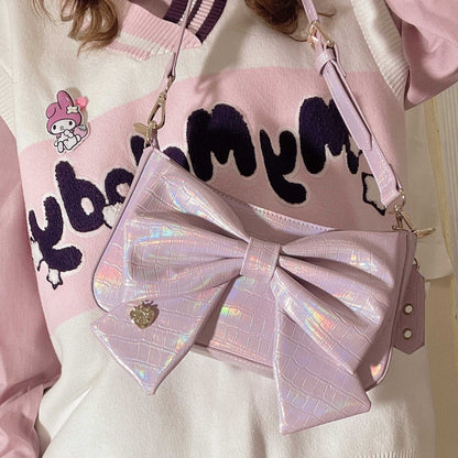 Heart Charm Bow Bag [short & Pearl Long Strap Included]