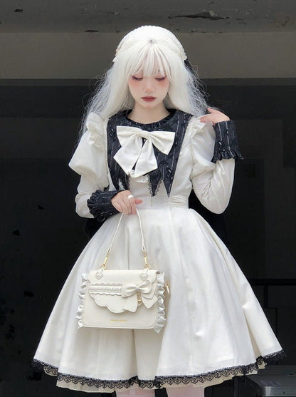 Side Ruffle Heart Ribbon Flap Bag