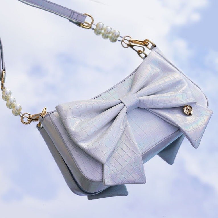 Heart Charm Bow Bag [short & Pearl Long Strap Included]
