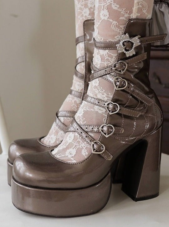 Cross Heart Strap Super Platform Boots