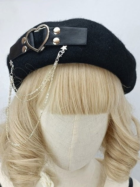Jirai Heart Ring Star Chain Strap Beret