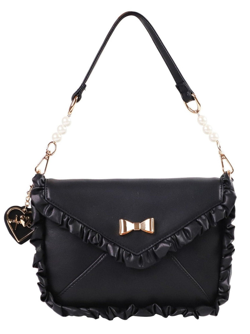 Bag With Heart Strap and Bow Ruffle