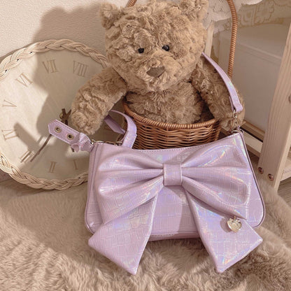 Heart Charm Bow Bag [short & Pearl Long Strap Included]