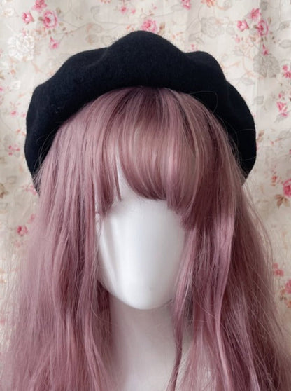 Heart Ring Chain Strap Beret With Bow