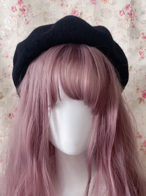 Heart Ring Chain Strap Beret With Bow