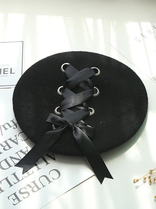 Lace-up Bow Beret