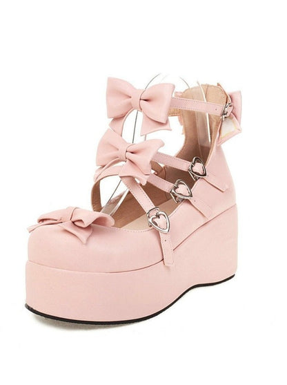 Cross Bow Strap Platform Shoes