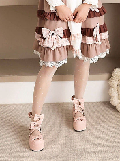 Cross Bow Strap Platform Shoes