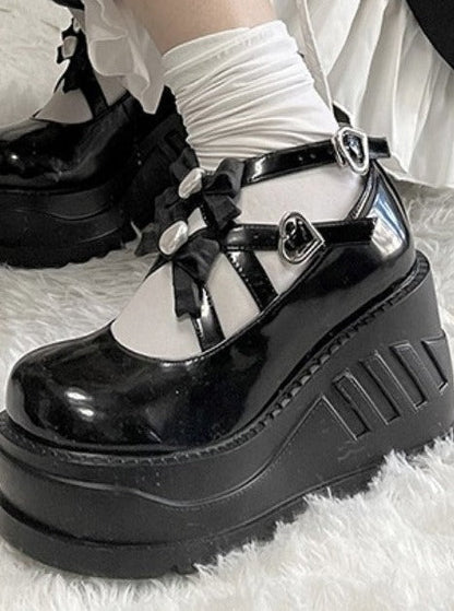 Cross Bow Strap Wedge Sole Shoes