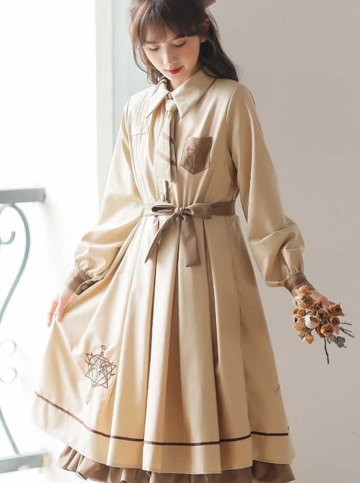Cape Coat + Emblem Military Dress With Necktie
