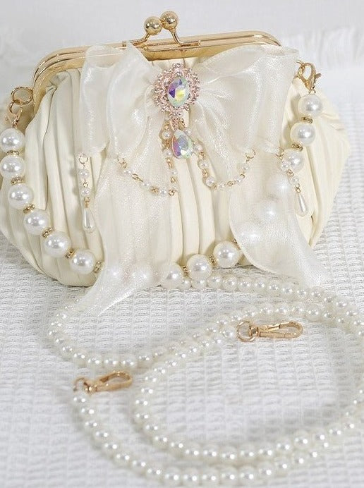Pearl Handle Jewel Bow Antique Bag