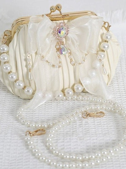 Pearl Handle Jewel Bow Antique Bag